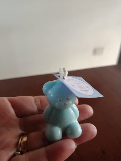 Osito de Vela + Etiqueta Personalizada para Souvenir