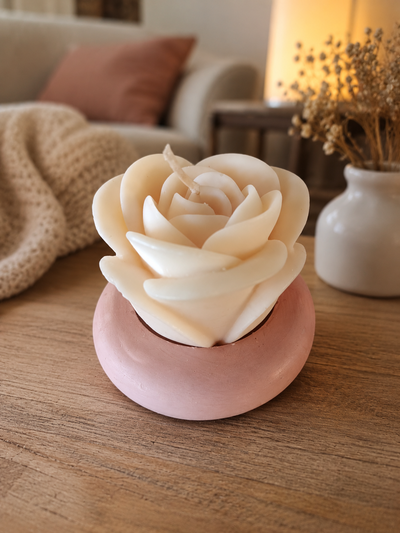 Vela Rosa + Portavela Redondo de Yeso