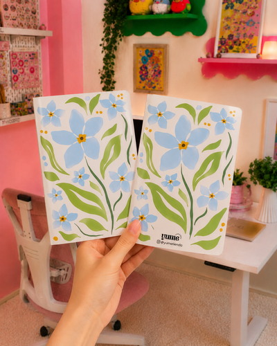 Libreta A6 - Flores celestes