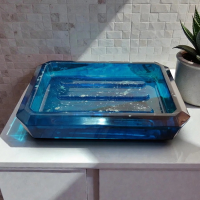 Jabonera Artesanal Azul y Blanca