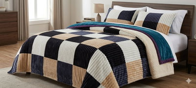 FRAZADA PLUSH BASTONADA CORDERITO 220X180