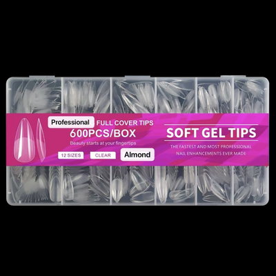 ALMENDRA MEDIUM TIPS SOFT GEL PRELIMADOS X 600 - 12 MEDIDAS