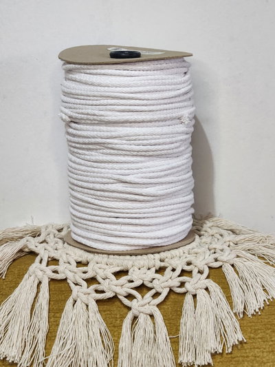 Cordón de algodón blanco 4 mm