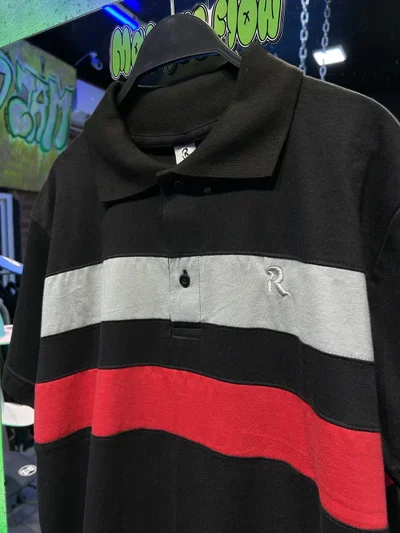 CHOMBA RAYAS Negro, gris y rojo