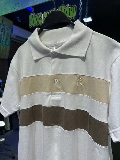 CHOMBA RAYAS Blanco, beige y marron
