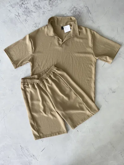 CONJUNTO CHOMBA LINO BEIGE