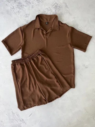 CONJUNTO CHOMBA LINO CHOCOLATE
