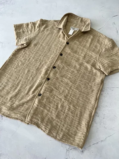 CAMISA LINO RAYA Marron