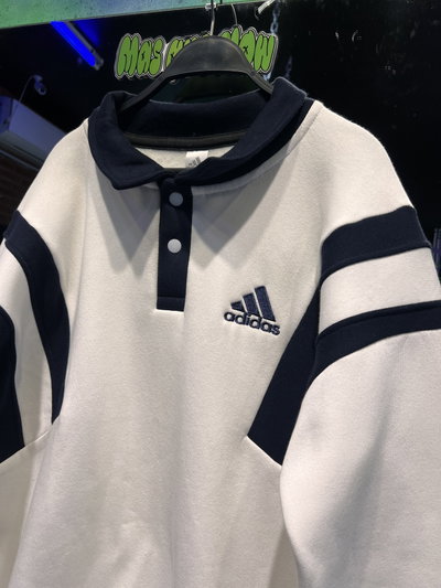 BUZO CHOMBA ADIDAS Crema con azul