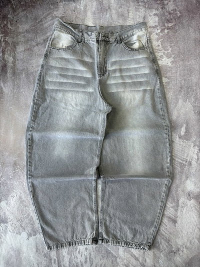 JEANS BAGGY FRANJAS DESGASTADO Gris claro