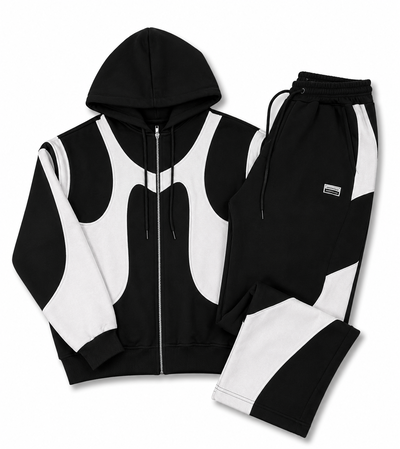 CONJUNTO STREETWEAR COMBINADO Negro con blanco