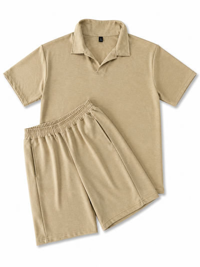CONJUNTO CHOMBA LINO BEIGE