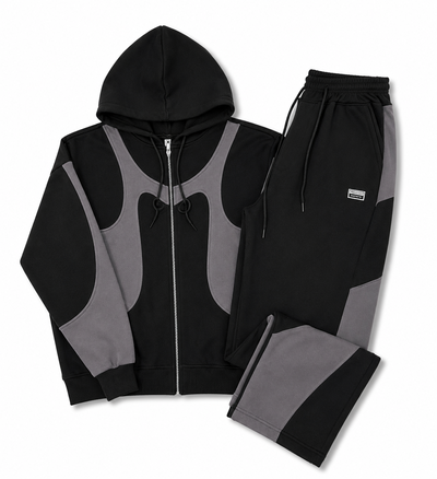 CONJUNTO STREETWEAR COMBINADO Negro con gris 