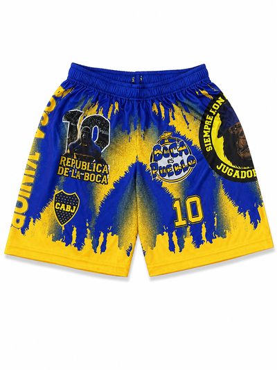 SHORT SUBLIMADO BOCA 10 Azul con amarillo
