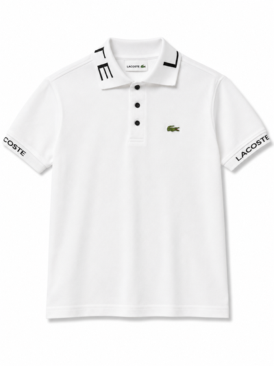 CHOMBA LACOSTE ESCRITA Blanca