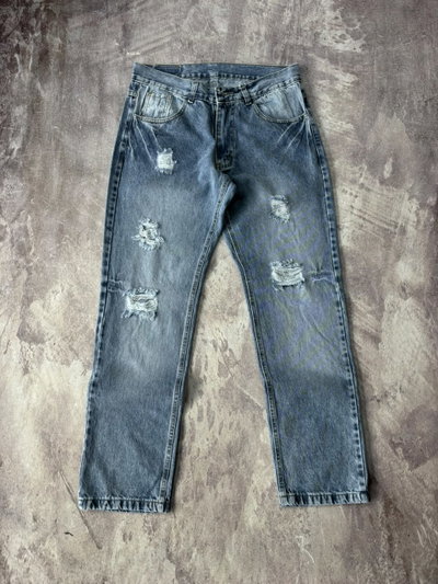JEANS RECTO ROTURAS Azul