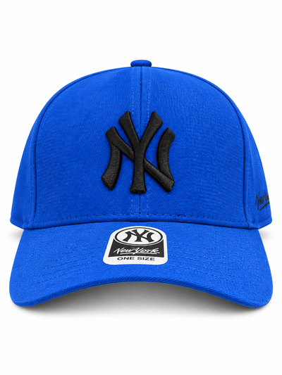 GORRA NY CURVA CON HEBILLA Azul con negro