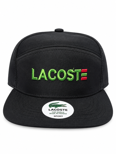 GORRA PLANA LACOSTE ESCRITO NEGRO