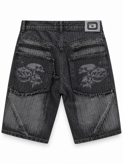 BERMUDA BAGGY CALAVERAS DESPINTADA NEGRA