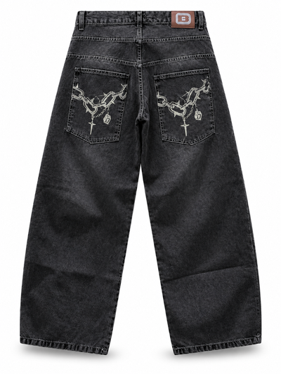 JEANS BAGGY CHAIN WHITE GRIS