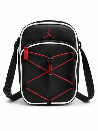MORRAL JORDAN CON TIRAS Negro Bordes Blanco