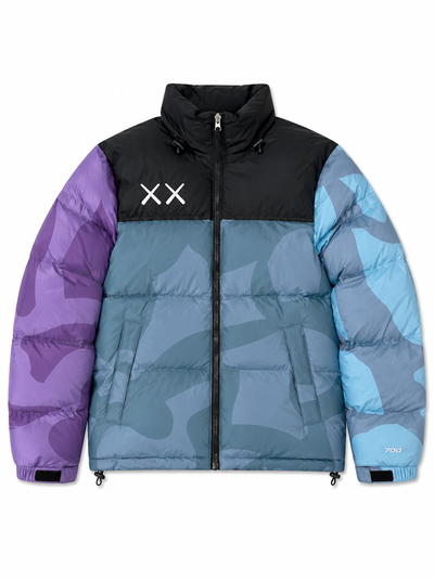 CAMPERA INFLABLE XX Celeste con morado 