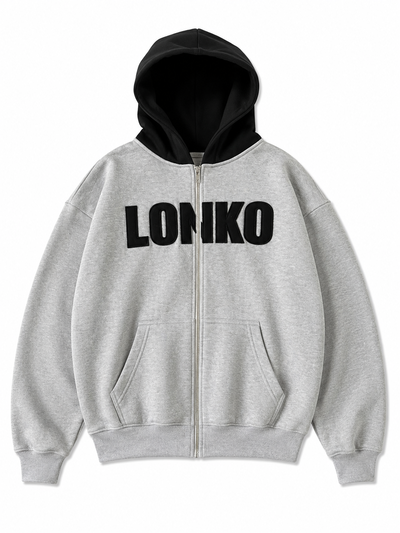 CAMPERA LONKO COMBINADA Gris con negra
