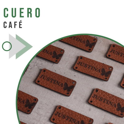 Etiquetas de cuero café