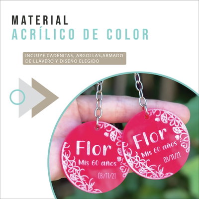 Llaveros de Acrílico de colores con flecos