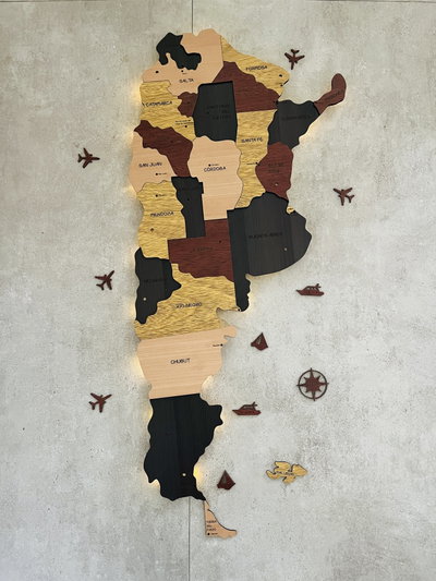 Mapa Argentina 90cm con luz LED