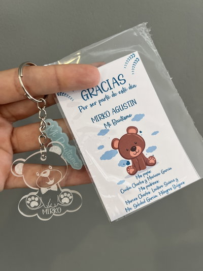Llaveros de acrílico transparente con dije de color