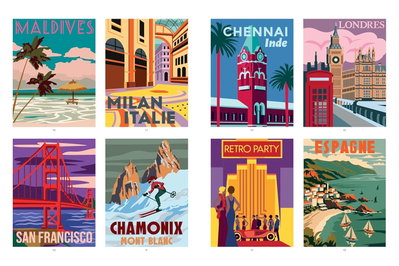 AFICHES RETRO | Libro Para Colorear