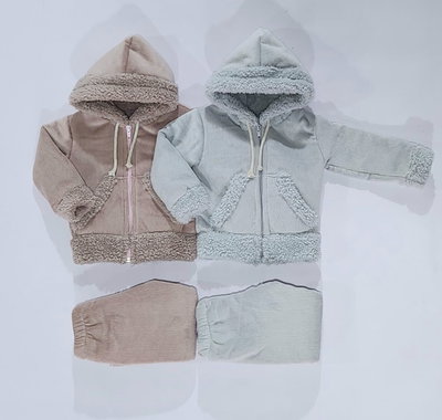 Conjunto campera con cierre y corderito 
