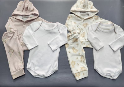 Conjunto campera canelon con body picot 