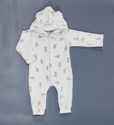 Enterito de plush estampado con cierre
