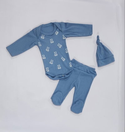 Conjunto 3 piezas body osito, ranita y gorrito escense  