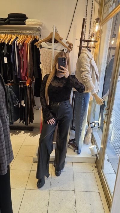 Wide leg eco cuero