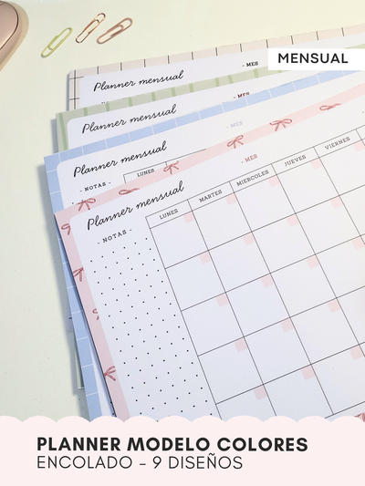 PLANNER MENSUAL MODELO COLORES - block encolado
