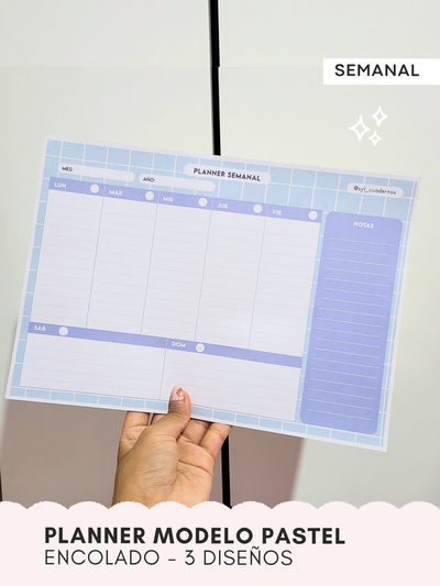 PLANNER SEMANAL MODELO PASTEL - block encolado