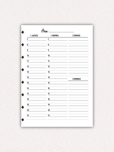 Planner semanal perpetuo - repuesto