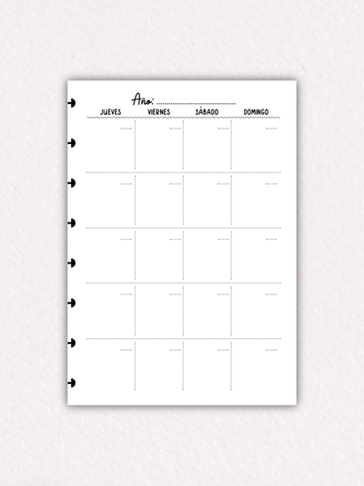 Planner mensual perpetuo - repuesto