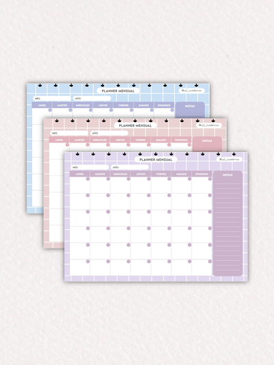 Planner mensual pastel - repuesto