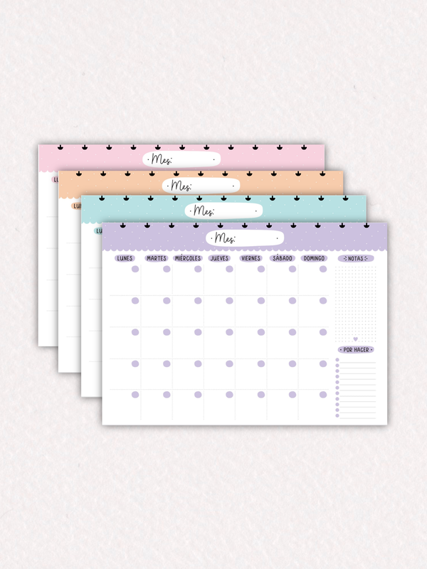 Planner mensual corazón - repuesto