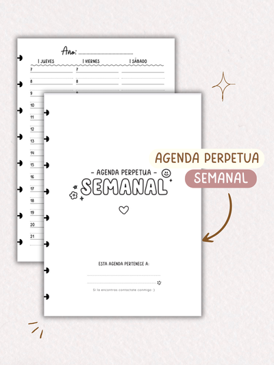 Agenda perpetua semanal vertical - repuesto