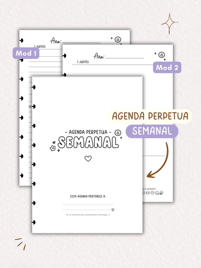 Agenda perpetua semanal horizontal - repuesto