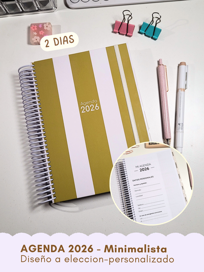 Agenda 2026 - 2 dias por pagina Minimalista - personalizada