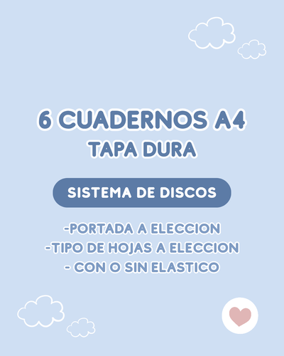 x6 Cuadernos A4 tapa dura - con discos
