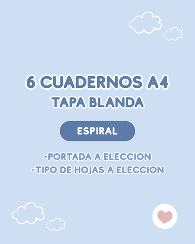 x6 Cuadernos A4 tapa blanda - espiral