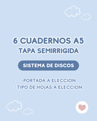 x6 Cuadernos A5 tapa semirrigida - con discos