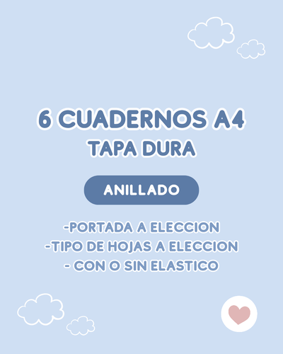 x6 Cuadernos A4 tapa dura - anillado